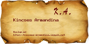 Kincses Armandina névjegykártya